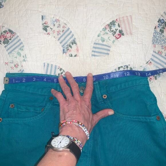 70’s LEVI'S TEAL Overdyed Denim CUTOFF Jean Shorts Boho Hippie Festival - Picture 6 of 8